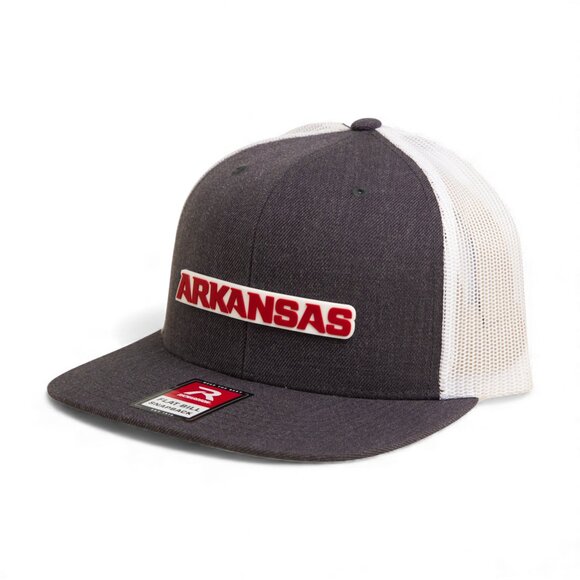 Arkansas Razorbacks ARKANSAS Red 3D Wool Blend Flat Bill Hat- Heather Charcoal - Picture 2 of 3